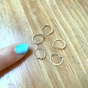 Set Of 5 14k Tiny Gold Hoops